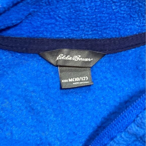 Eddie Bauer | Boys Pull Over Fleece Jacket Gray Blue 1/4 Zip Size M 10-12 - Picture 10 of 14